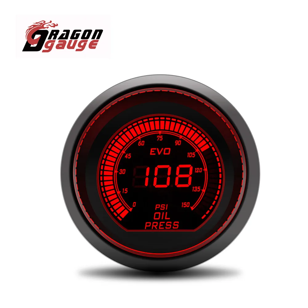 DRAGON GAUGE 52 mm toerenteller spanning watertemperatuur olietemperatuur oliepers boost vacuüm lucht brandstofverhouding uitlaattemperatuur LED digitaal display