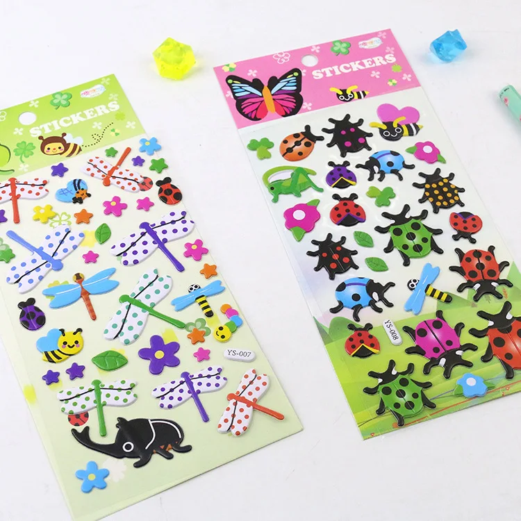 4 Sheets/Set Insect Dragonfly Butterfly Cute 3D Stickers Cartoon Kids DIY Sticker Toys Scrapbook Decoration for Boy Girl Gift