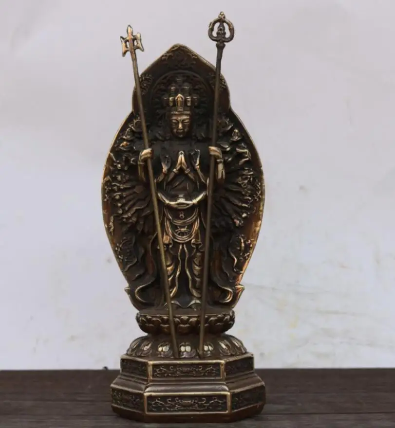 China brass thousand hand Guanyin Buddha crafts statue