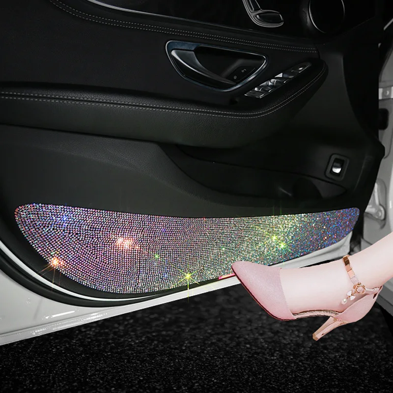 Bling Car Door Anti-Kick Pad Crystal Car Door Protective Pad Diamonds Anti-Collision Sticker Scratch-resistant Auto Accessories