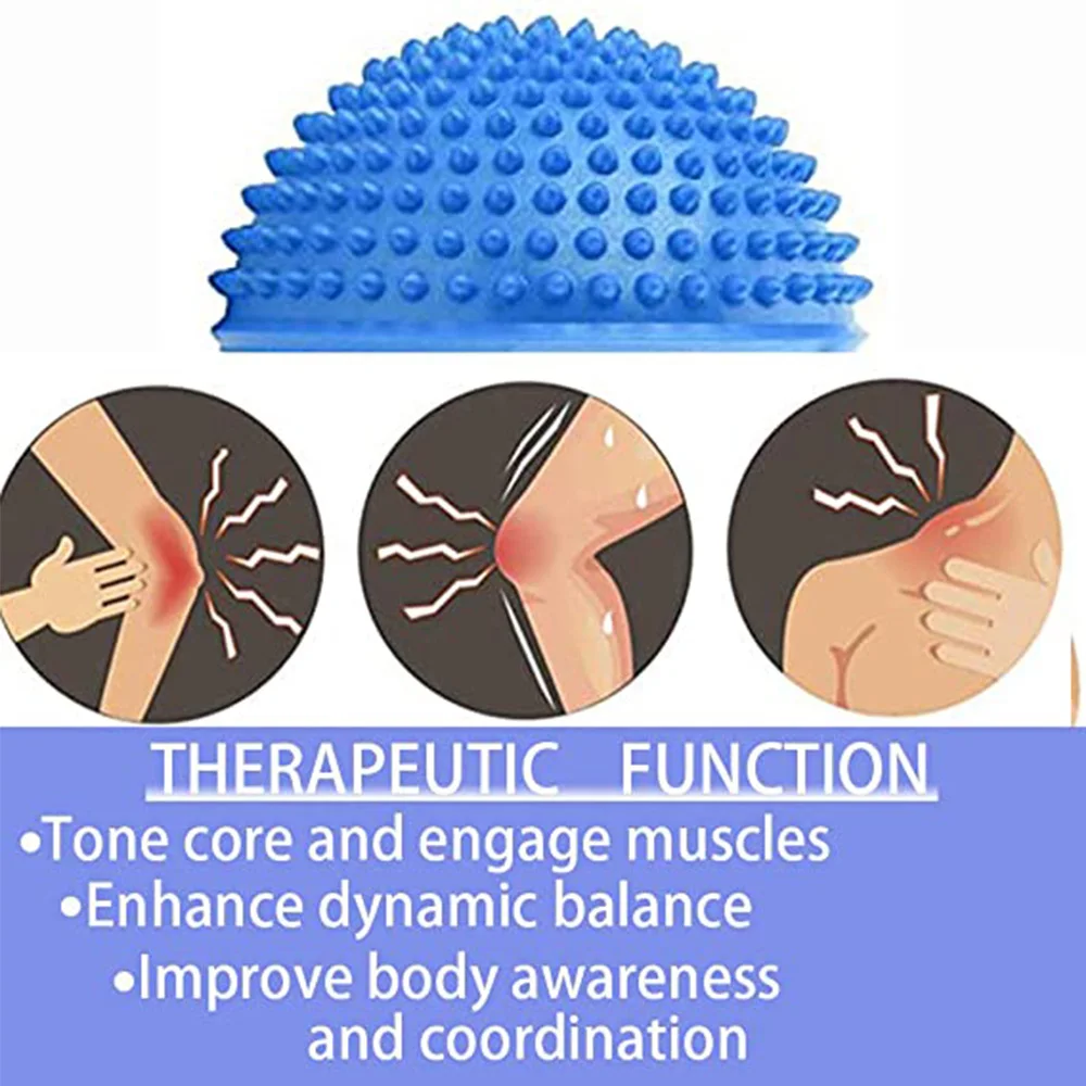 16cm Yoga Spiky Foot Massage Ball Anti-Slip Half Ball Exercise Stabilizer Balance Integration Trainer Hemisphere Stepping Stones