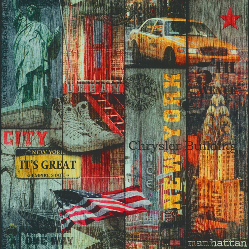 Statue Industrialized Liberty Wall Papers Home Decor Vintage Flag Car Wall Paper Roll For Background Room Walls Vinilo Pared