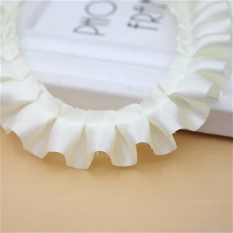 30yards 2.5cm 16colors Satin Ruffle Lace Trim Ribbon Pleated Tape Dress Doll and girl dress Clothes 0.98\'\' Width