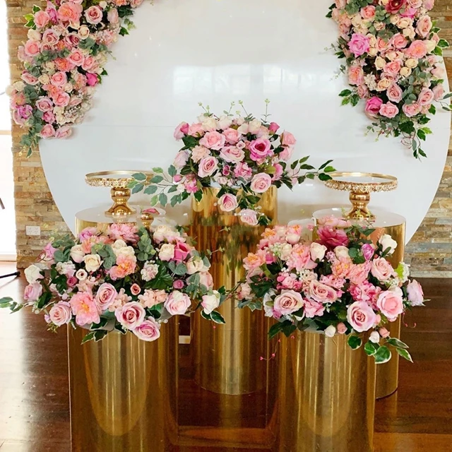 

5pcs)Customized High Quality acrylic wedding plinth mental plinth round mirror flower display stand yudao458