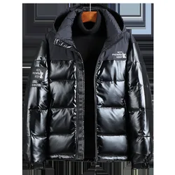 Casual Sequined Men's Down Jacket 2021 Winter Male Jacket White Duck Down Warm Fashion Mens Hooded Trendy Down Coat Man Jaquetas