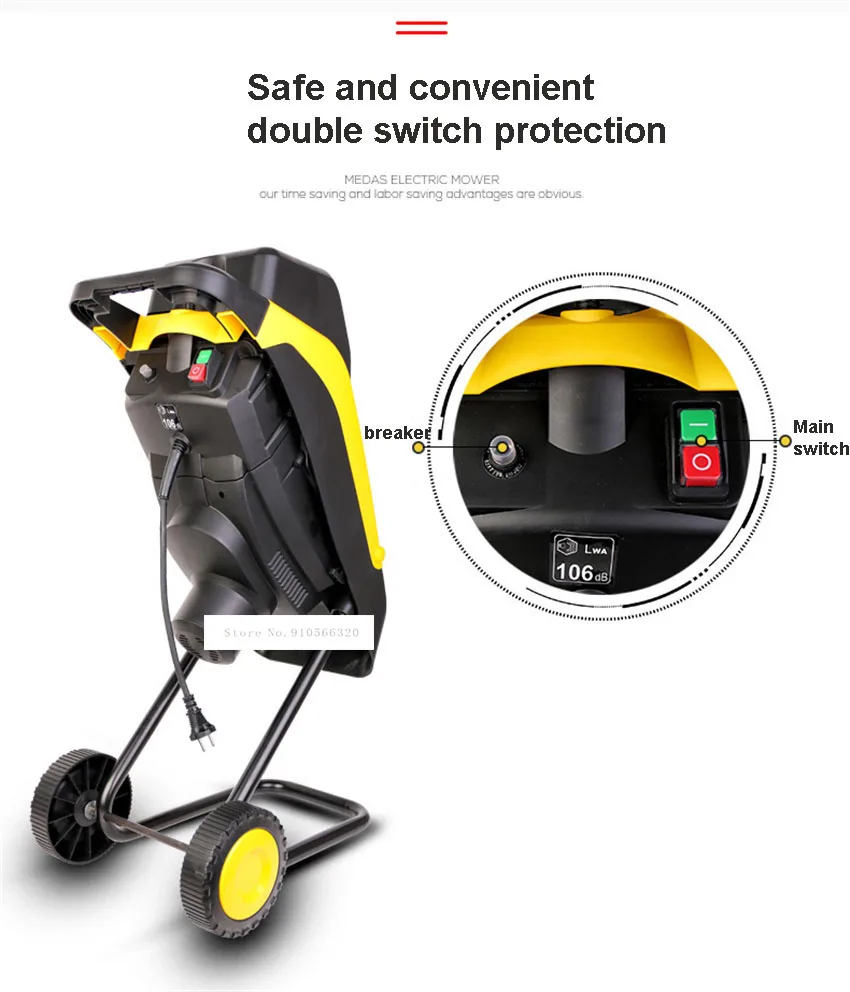 Small Garden Tool, Branch Shredder, 220V, 110V, 4500rpm 2500W MDSZJ01 High Power Garden Electric Shredder, Household Shredders,