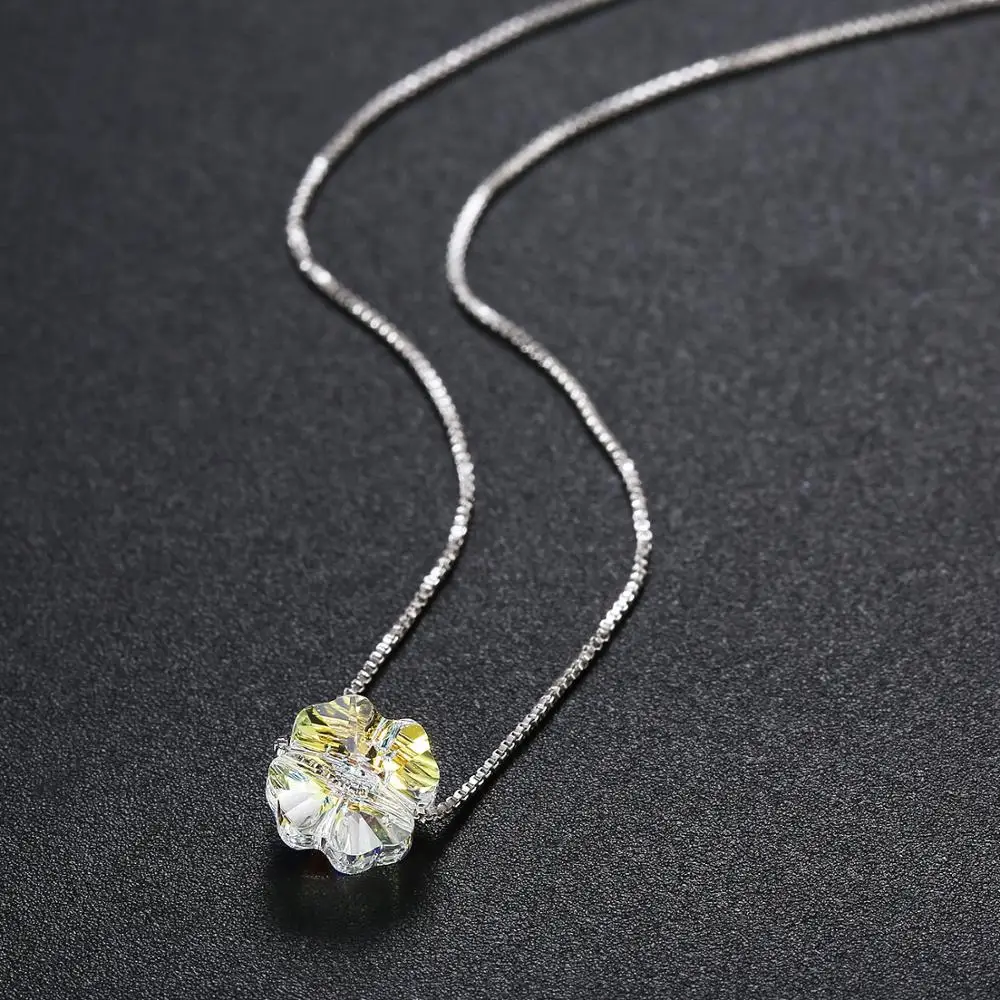 Real Crystals From Austria Pendant Necklaces Colorful Beads For Women Wedding Office Silver Color Jewelry Simple Fashion 2022