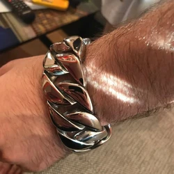 31mm Heavy Punk Retro Curb Cuban Chain Bracelet Wristband Men Women Hiphop Gold Color Stainless Steel Bike Biker Bangle Jewelry