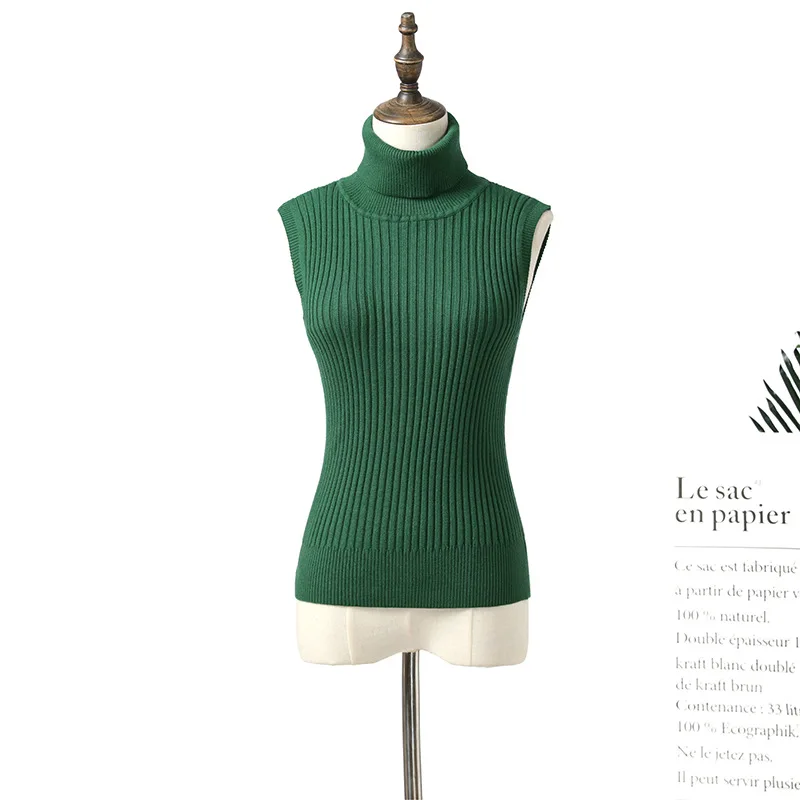 New Sexy Sleeveless Sweater Female Tank Turtleneck Sweater Women Slim Knitting Sweater Women Winter Pullovers Women Jumper Tanks