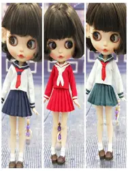 Blyth Dolls Japanese Sailor Suit Navy Uniform School Uniform Pleated Skirt for Kurhn, Azone, Momoko, Licca 1/6 Dolls Cosplay