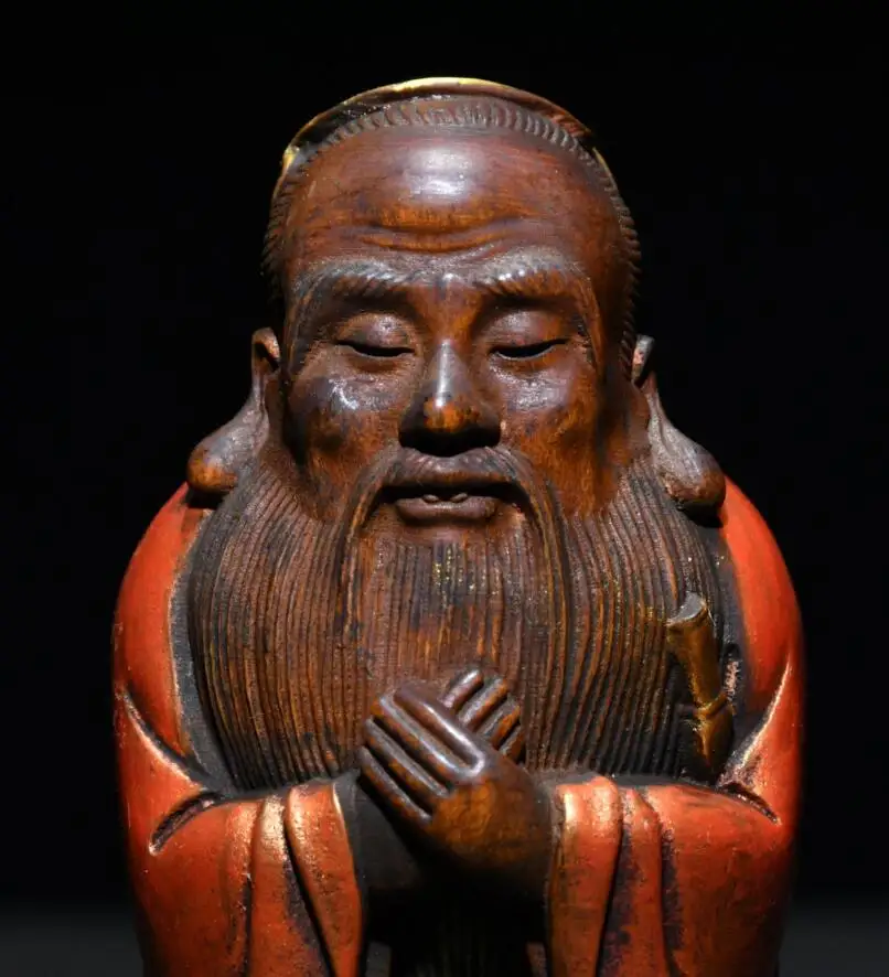 Archaize seiko Hand-carved boxwood Confucian School Founder Confucius household decoration small crafts statue