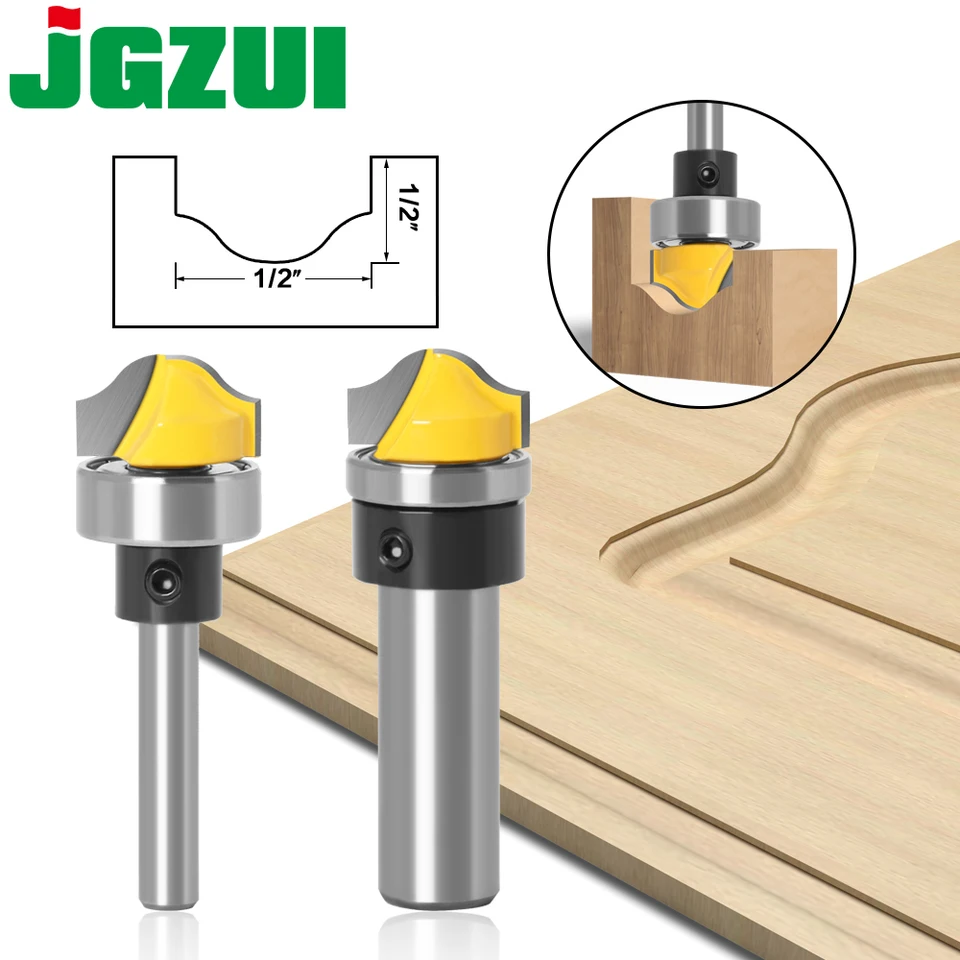 APLUS Juego 3 Brocas De Fresar Ogee Y Riel – Vástago 1/2″ – Para Madera, MDF Y Aglomerado – Carburo Tungsteno C3
