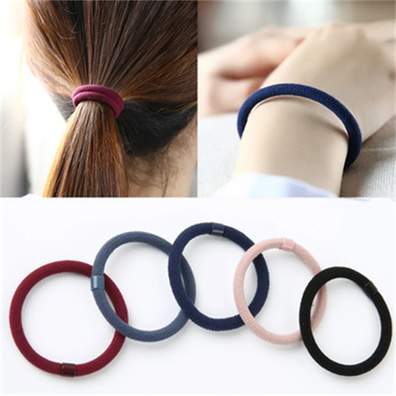 6Pcs/Set Women Girls Solid Color Nylon Big Elastic Hair Bands Ponytail Holder Rubber Bands Scrunchies Hair Accessories Ornaments