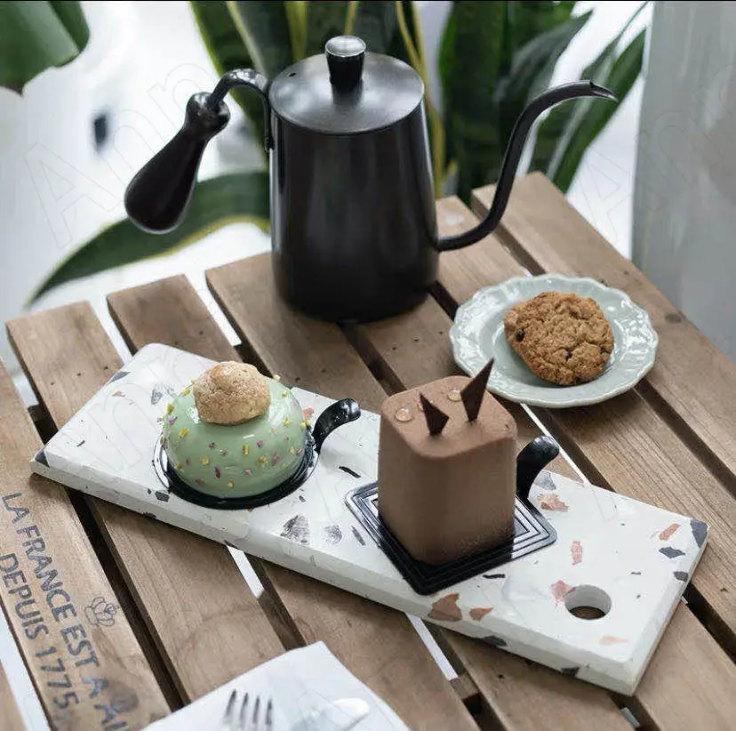 Creativity Terrazzo Plates Nordic Modern Restaurant Cake Dessert Service Tray Steak Pasta Ceramic Dinner Plate Home Kitchenware