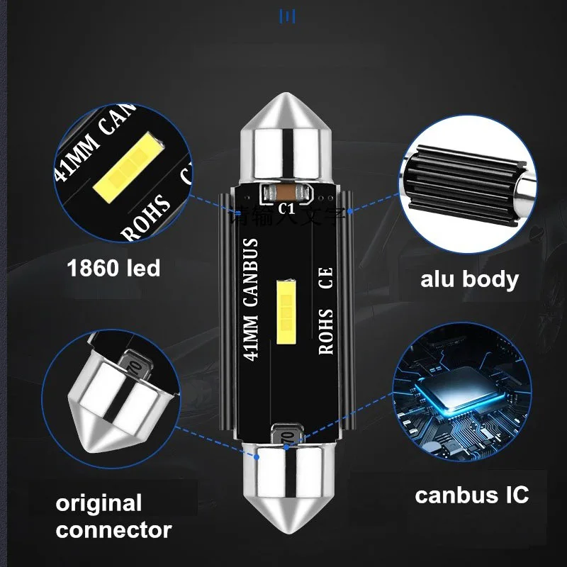 1pc CSP 1860 10W festoon LED CANBUS C10W led Festoon 31mm 36mm 39mm 41mm dome light For Opel AstraInsignia Mokka Zafira Corsa