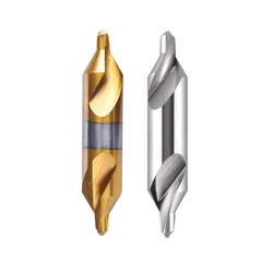 Center drill bit coated titanium spiral groove all ground stainless steel center drill type A positioning fixed point drill set