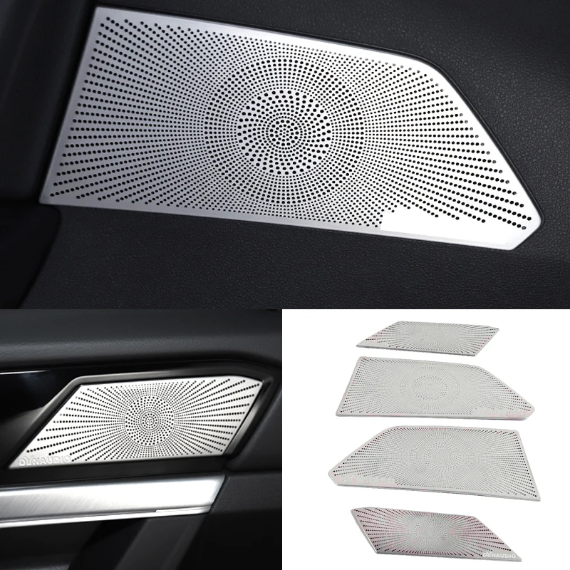 For VW Volkswagen Touareg CR7 2017 2018 2019 Car Door Loudspeaker Sound Chrome Pad Speaker Cover Trim Frame Sticker Interior