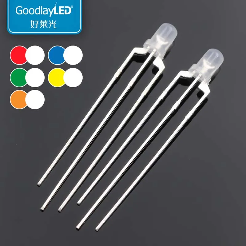 1000PCS F3mm ROUND Diffused 3-Pin Two-Color Light-Emitting Diode Common Cathode And Anode