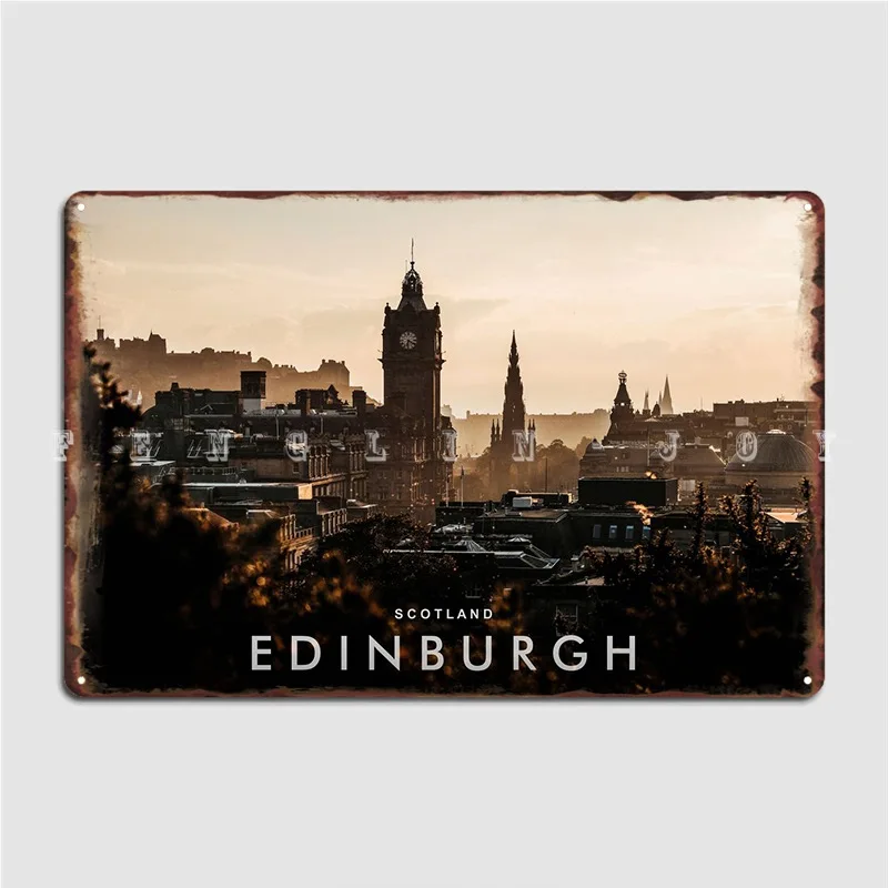 

Edinburgh Night View Metal Sign Plates Bar Cave Personalized Wall Mural Tin Sign Poster