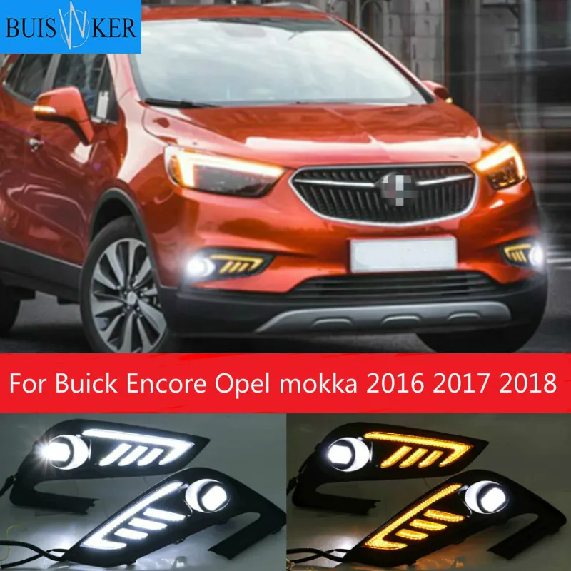 

2pcs LED For Buick Encore Opel mokka 2016 2017 2018 Driving DRL Daytime Running Light fog lamp Relay LED DRL Daylights