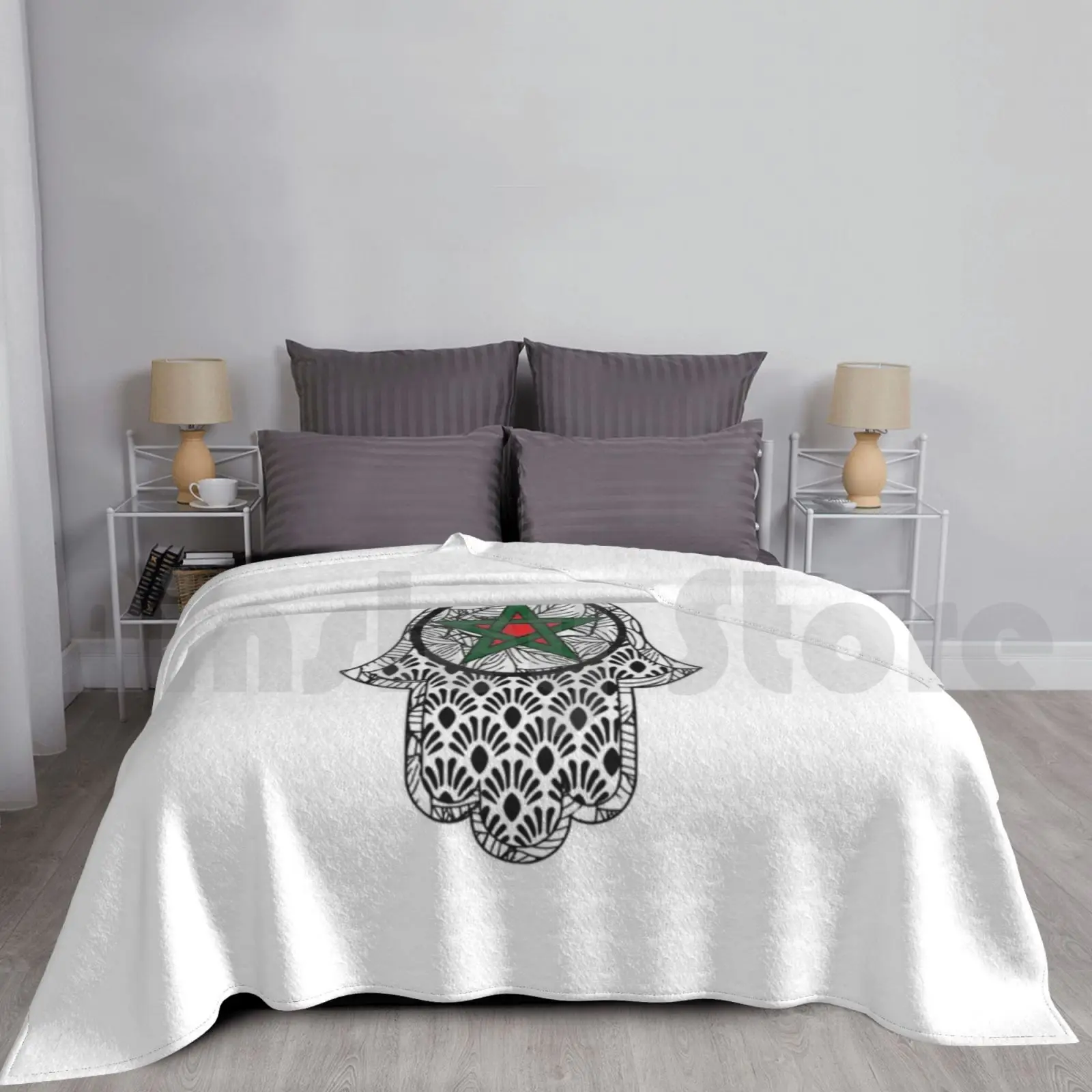 

Morocco-Maroc Blanket For Sofa Bed Travel Morocco Maroc Flag Name World Africa Black Letters Green Red White