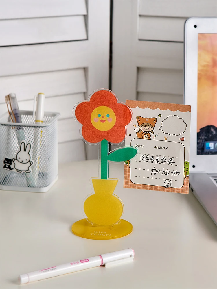 Cute cartoon acrylic memo folder decoration creative office desktop multifunctional vertical message folder photo folder