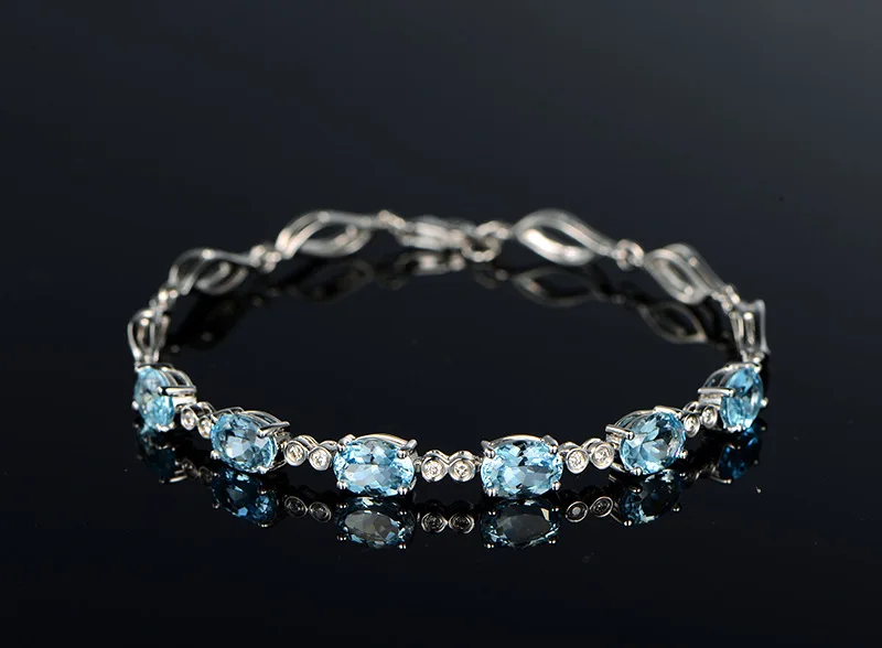 New Style 925 Sterling Silver Bracelet Exquisite Sapphire Silver Bracelet For Woman Charm Jewelry Gift