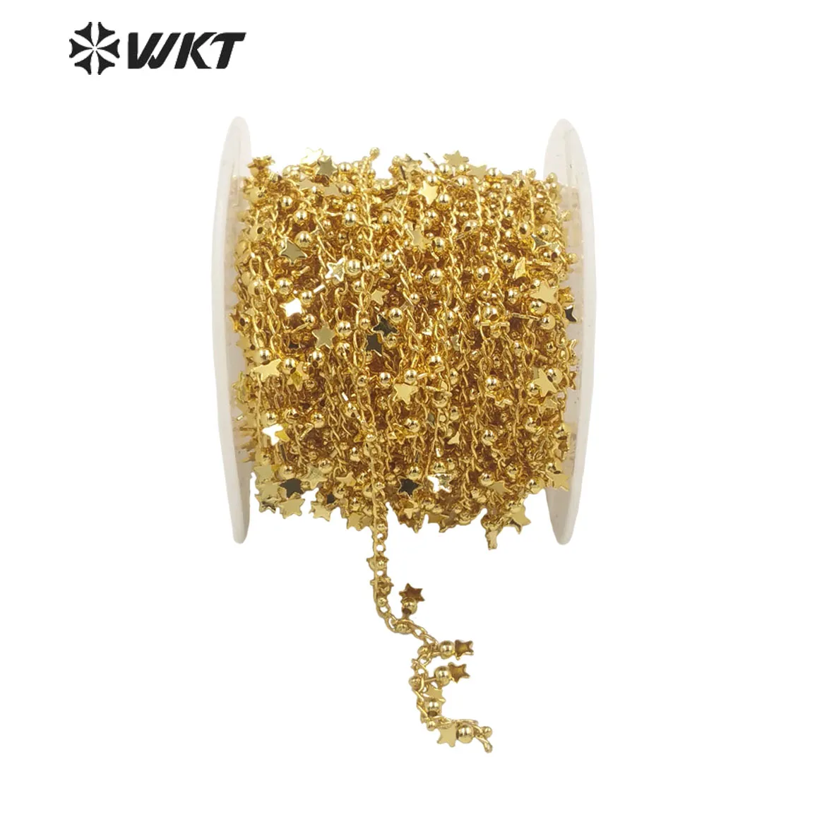 

WT-BC160 Amazing Fashion full gold plated hot tiny star charm chain for necklace or bracelet making by meter handmade chain