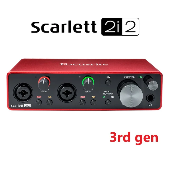 Focusrite-Scarlett 2i2オーディオインターフェース  (第3世代),外部USBサウンドカード,ギター,ヘッドフォン,マイク,プリアンプ - AliExpress