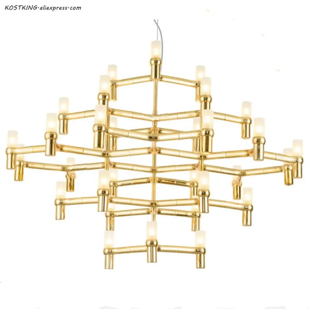 

30 light Nemo Crown Major Led Chrome Pendant Chandelier Nordic Minimalism Gold Candle Frosted Glass G9 Chandelier Lighting