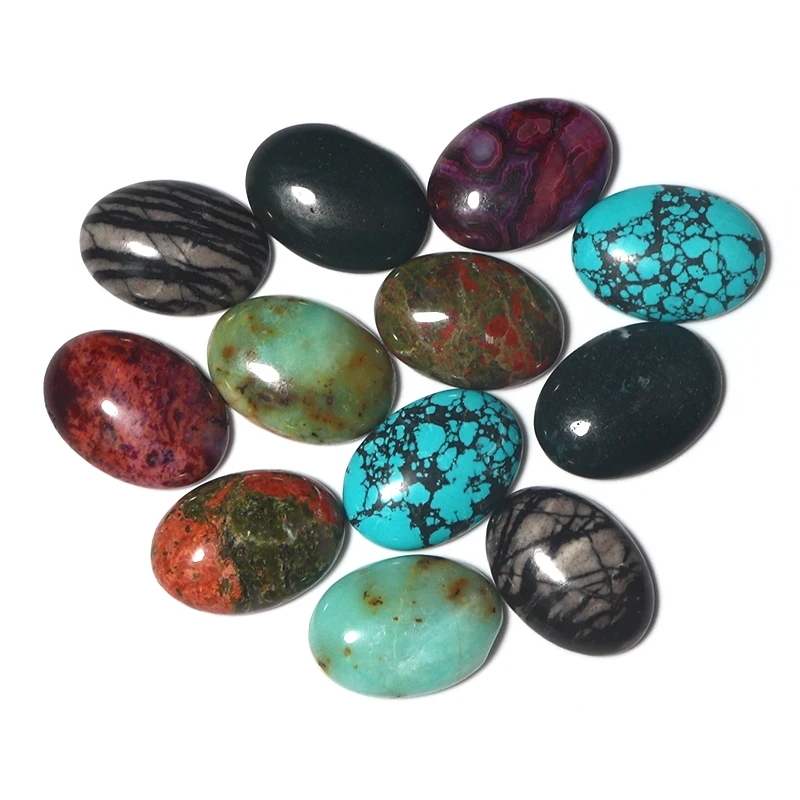 2pcs18x15mm Natural Stone Cabochon Beads Agate Turquoise Flatback Shape DIY Cabochon Setting Beads For Jewelry Making Finding