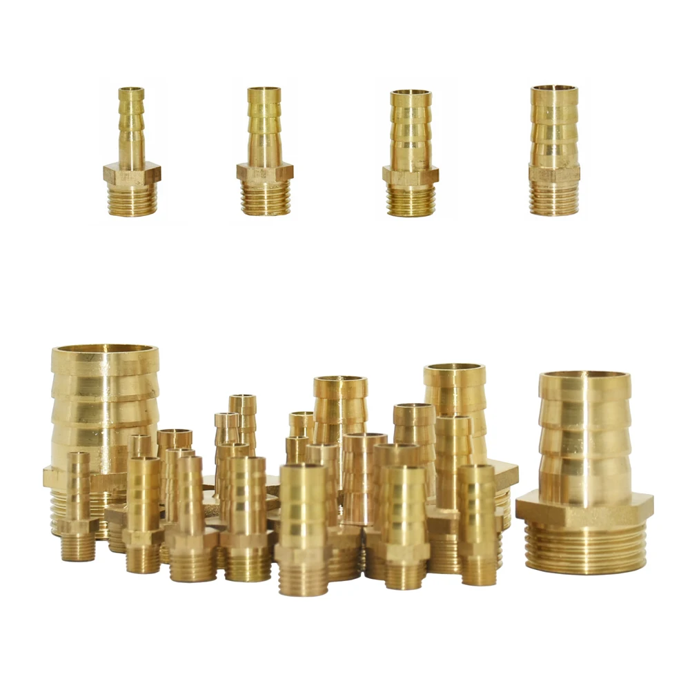 6/8/10/12/16/19/25/32mm Hose Barb Connectors Brass With Male Thread 1/8