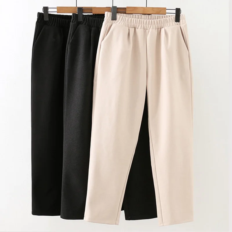 

Women Pants New 2022 Autumn Winter Fashion High Waist Loose Woolen Blend Casual Trousers Wide Feet Straight Pants Female