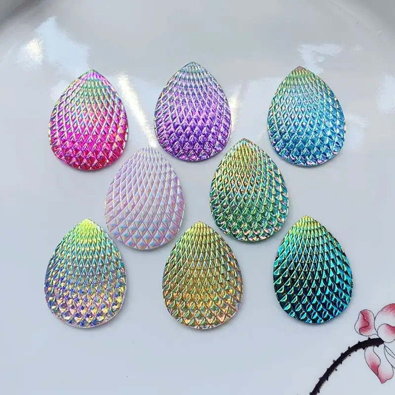 Large shell surface drop shape resin flat back Aboriginal earrings decorative Rhinestone DIY jewelry accessories 18pcs /lot