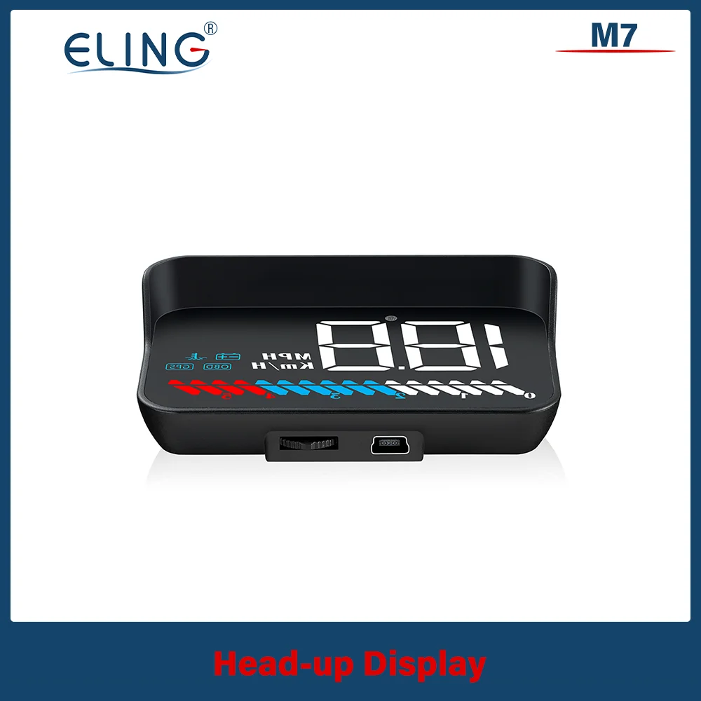 

ELING Car Head Up Display OBD2 GPS Dual System Speedometer Speed RPM Fuel Consumption Driving Time Windshield Projector