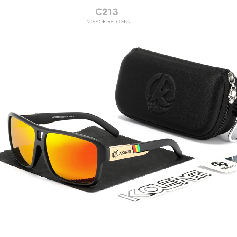 KDEAM Jam Lifestyle Herren-Sonnenbrille, polarisiert, quadratisch, übergroß, Blitzspiegel, Sonnenbrille, Hartbox im Lieferumfang enthalten – Detail 17