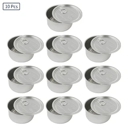 10Pcs Silver Aluminum Cans Round Empty Container Cans with Pulling Ring Lid for Candy Storage Candle Gift Making