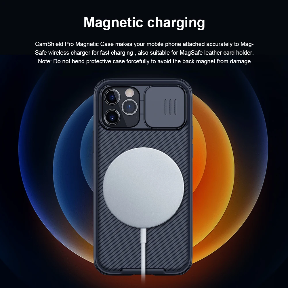 Nillkin For iPhone 12 Pro Max case Magnetic Adapt Magsafe Camshield Protective case Back Cover For iPhone 12 Pro