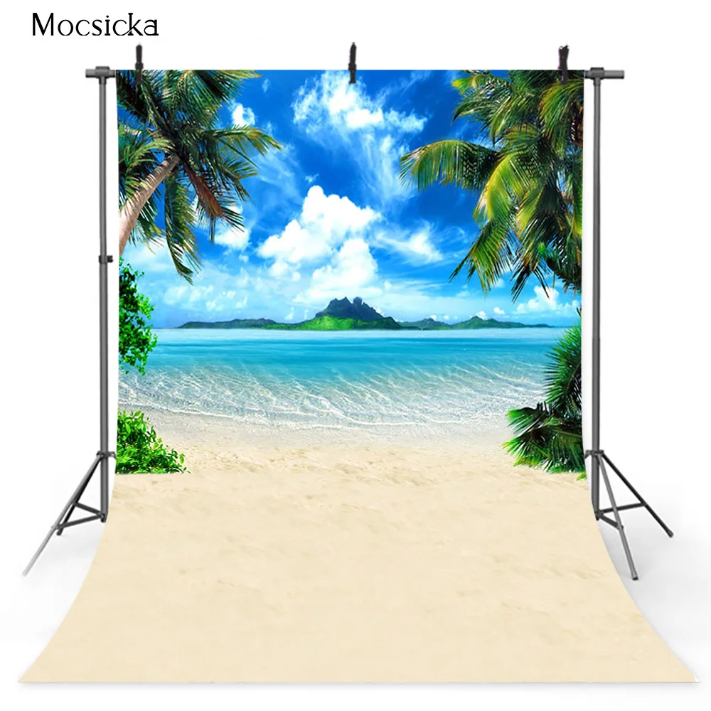 Pano de fundo para estúdio de fotografia, céu azul e mar, férias de verão, floresta tropical, praia, fundo fotográfico, recém-nascidos, crianças, adereços de retrato