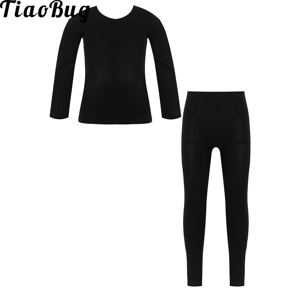 Tenue de gymnastique et de danse pour enfant, tenue à manches longues, survêtement, haut + pantalon, ensemble de sport, automne et hiver