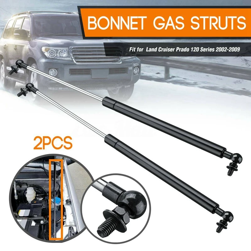 2Pcs Car Hood Struts Bonnet Gas Lift Support Damper for Toyota Landcruiser Prado 120 Series 2002-2009 475MM