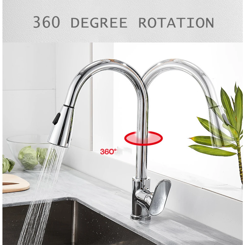 Smart Touch Sensor Faucets For Kitchen Sink Chrome Brass Pullout Hot And Cold Water Mixer Faucet 2 Mode Sprayer 360 Rotation