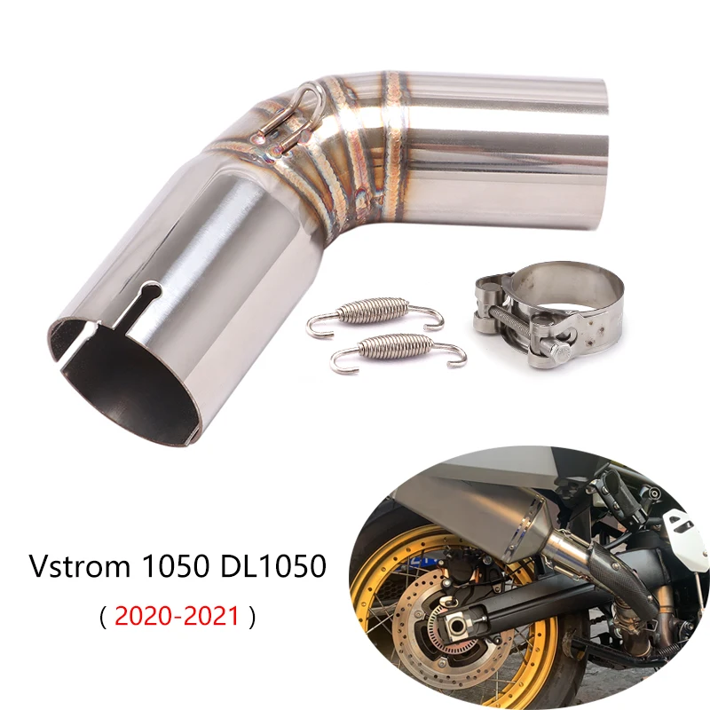 For Suzuki V-Strom 1050 DL1050 2020 2021 Exhaust Pipe Motorcycle Mid Tube Slip On 51mm Muffler Stainless Steel Reserve Catalyst