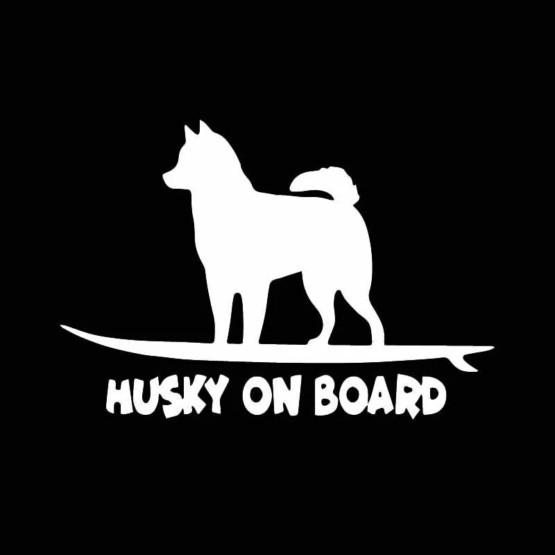 YJZT 15.7X10.8CM Funny Decal Vinyl Husky On Board Dog Car Sticker For Car Window Decor Black/Silver C24-1623