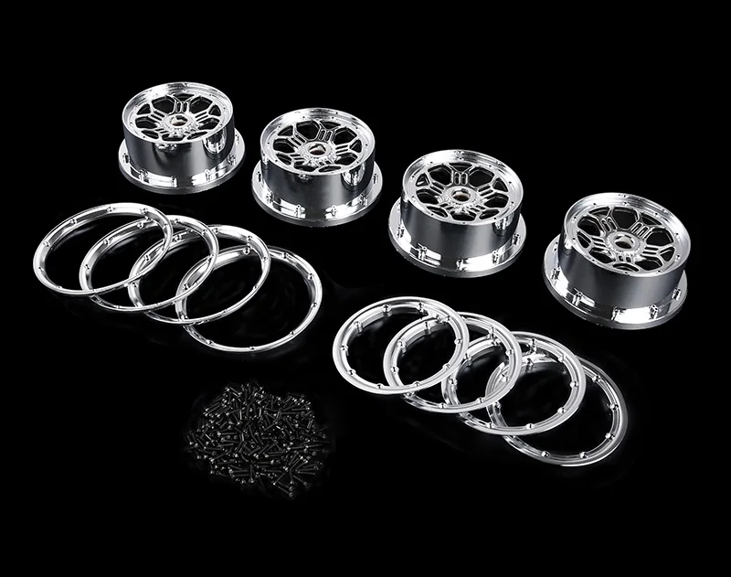 Rovan LT Short Course Truck or SLT Buggy Chrome Rims and Beadlocks fit LOSI 5IVE-T