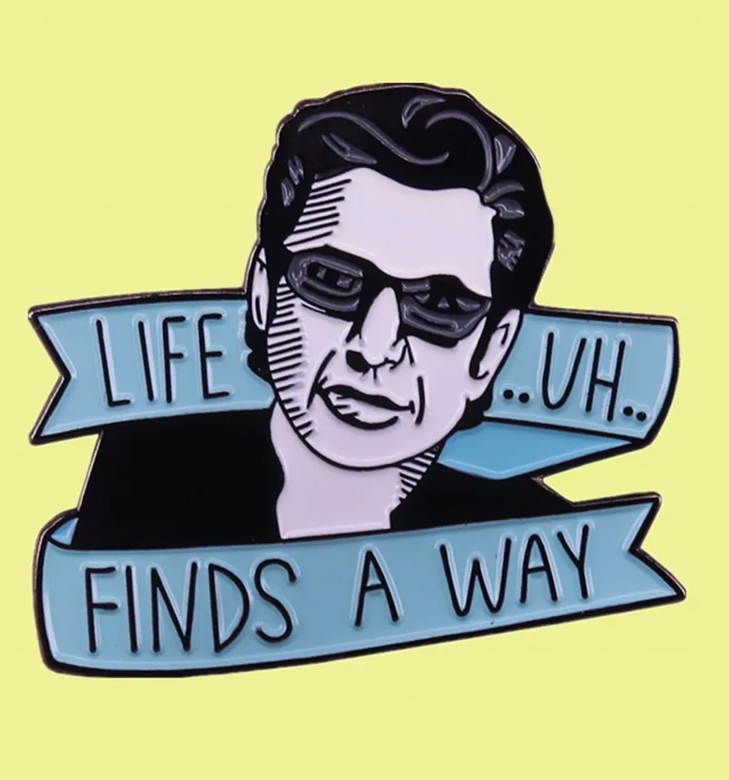 Dr Ian Malcolm Jeff Goldblum The Lost World Jurassic Park Enamel Pin Life, Uh, Finds a Way brooch