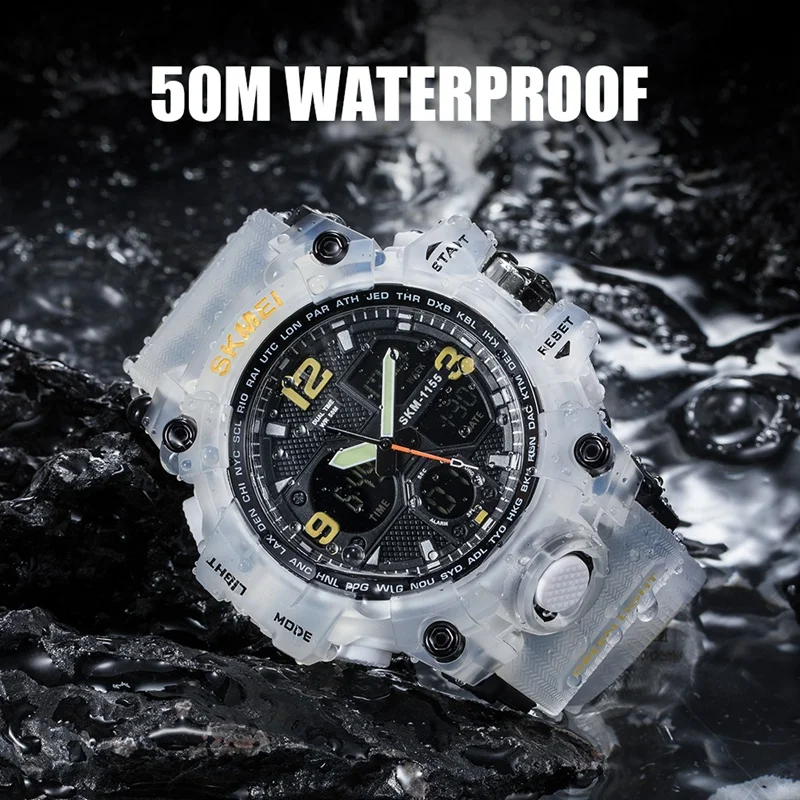 

SKMEI 1155B Army Quartz Digital Men's Sport Analog Clock Military Waterproof Dual Display Wristwatch For Men Relogios Masculino