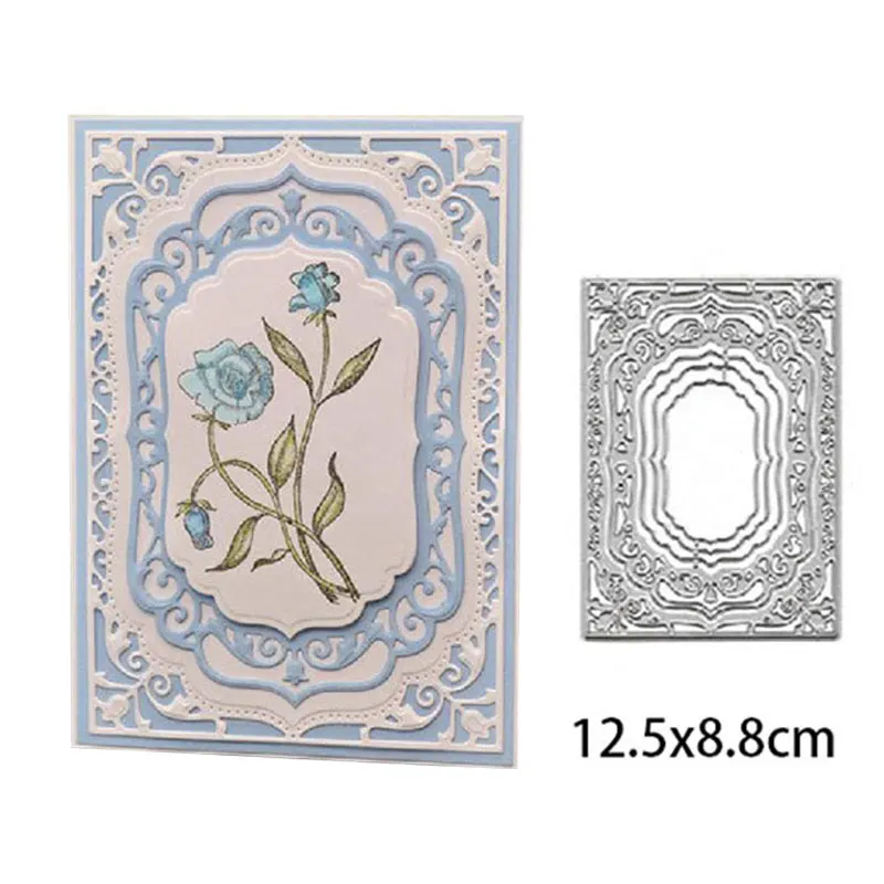 Metal Cutting Dies Cut Die Lace Frame Rectangle Scrapbooking Embossing Stencil DIY Photo Album Card Making Craft Knife Mould