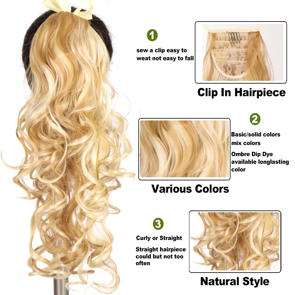 Synthetic Ponytail Clip in Hair Extensions Wavy Curly Style Pony Tail Hairpiece for Women Heat Resistant Ponytail Fake Hair  HUA