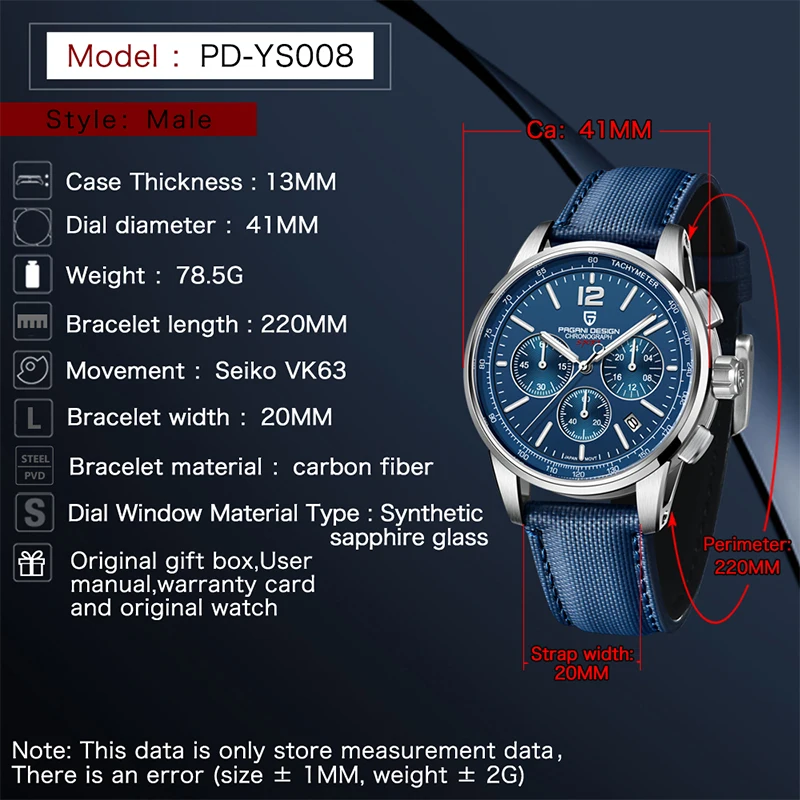 New PAGANI DESIGN Multifunctional Chronograph Men Watch Sapphire Glass Diving Wristwatch Stainless Steel Sports Waterproof Clock